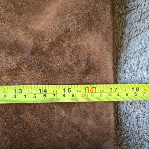 Quince Italian Suede Slouchy Shoulder Bag Purse Whiskey Cognac Brown Minimal - Picture 7 of 10